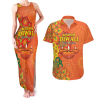 Happy Diwali India Couples Matching Tank Maxi Dress and Hawaiian Shirt With Rangoli Patterns - Wonder Print Shop