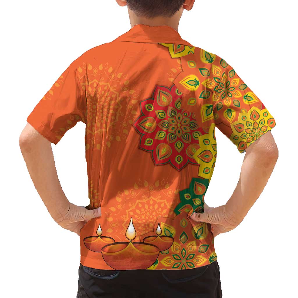 Happy Diwali India Family Matching Off Shoulder Maxi Dress and Hawaiian Shirt With Rangoli Patterns - Wonder Print Shop