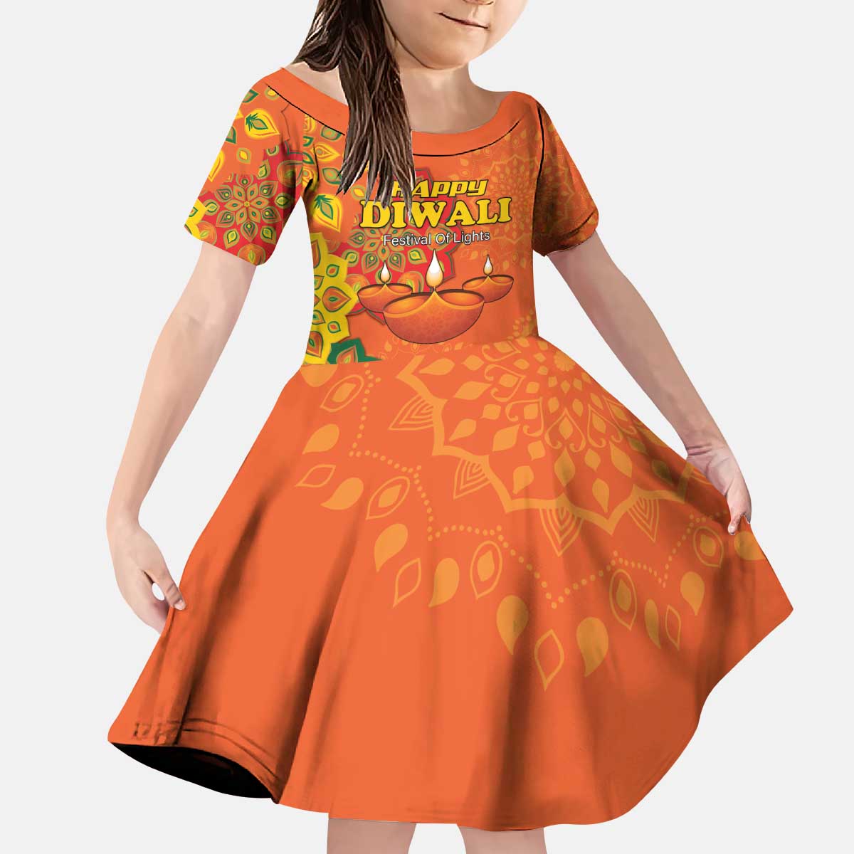 Happy Diwali India Family Matching Puletasi and Hawaiian Shirt With Rangoli Patterns - Wonder Print Shop