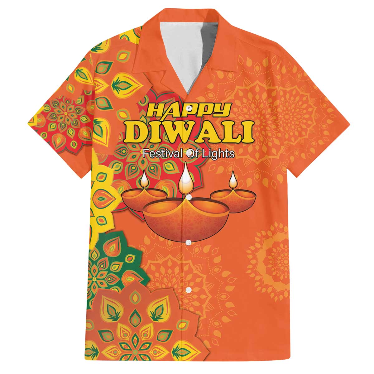 Happy Diwali India Family Matching Puletasi and Hawaiian Shirt With Rangoli Patterns - Wonder Print Shop