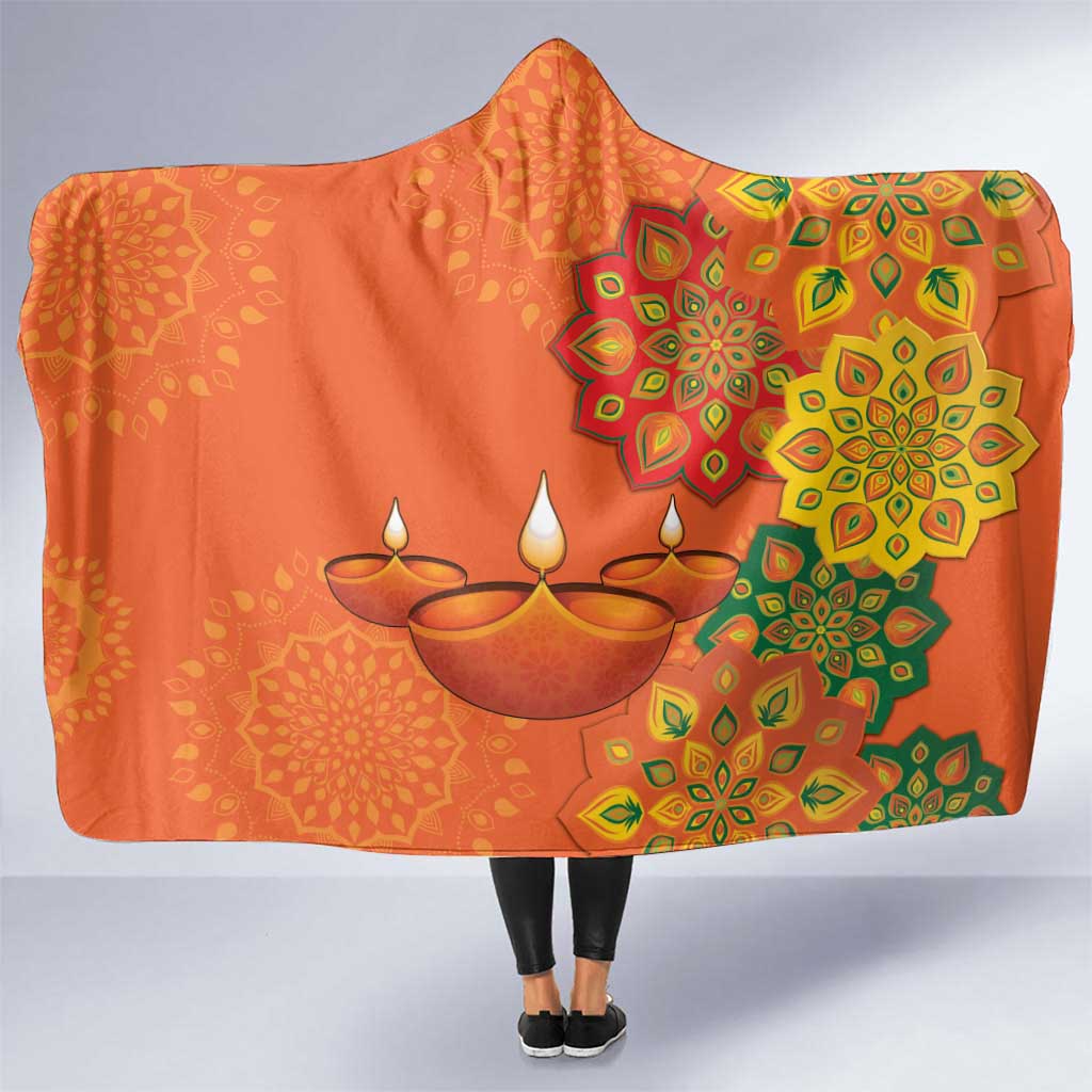 Happy Diwali India Hooded Blanket With Rangoli Patterns