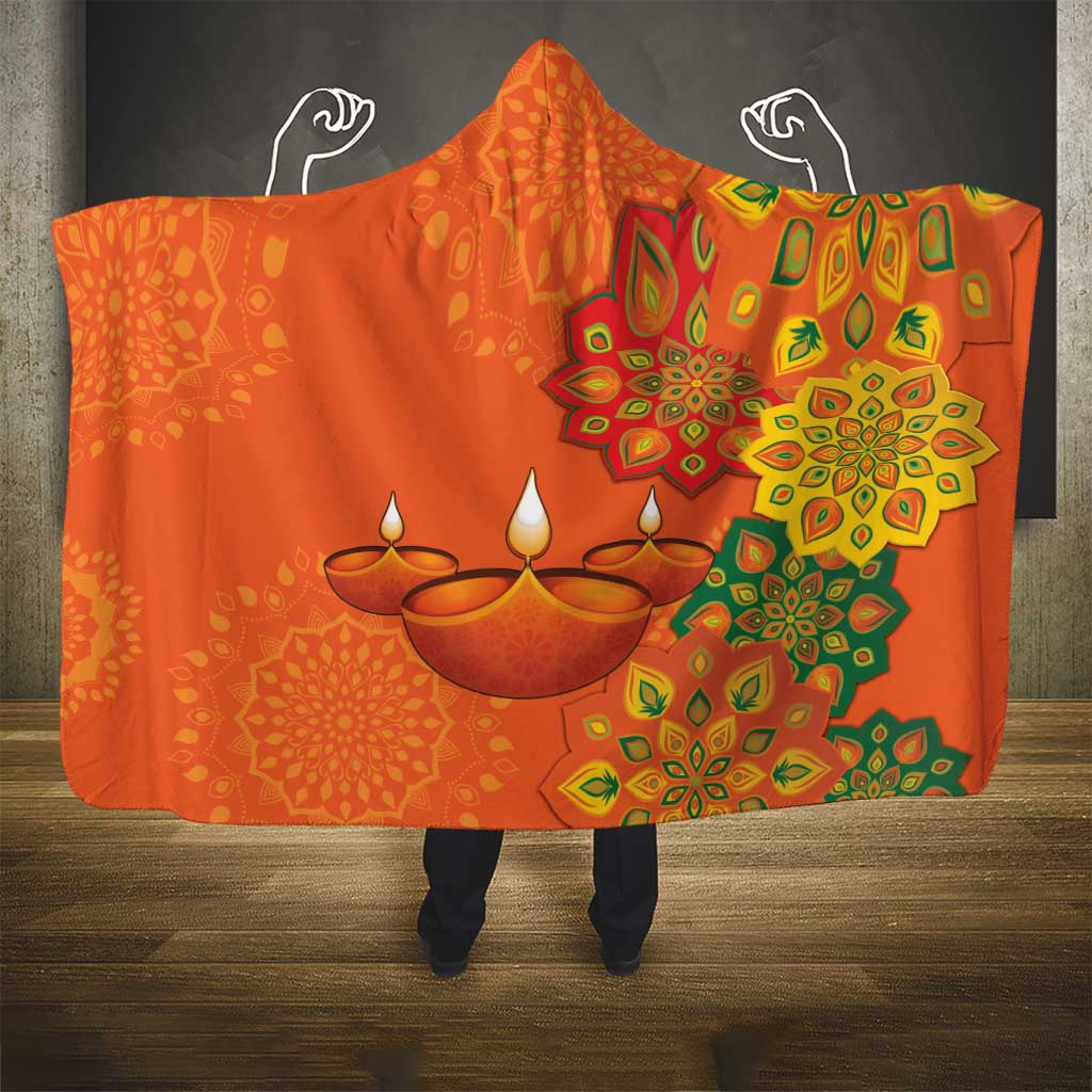 Happy Diwali India Hooded Blanket With Rangoli Patterns