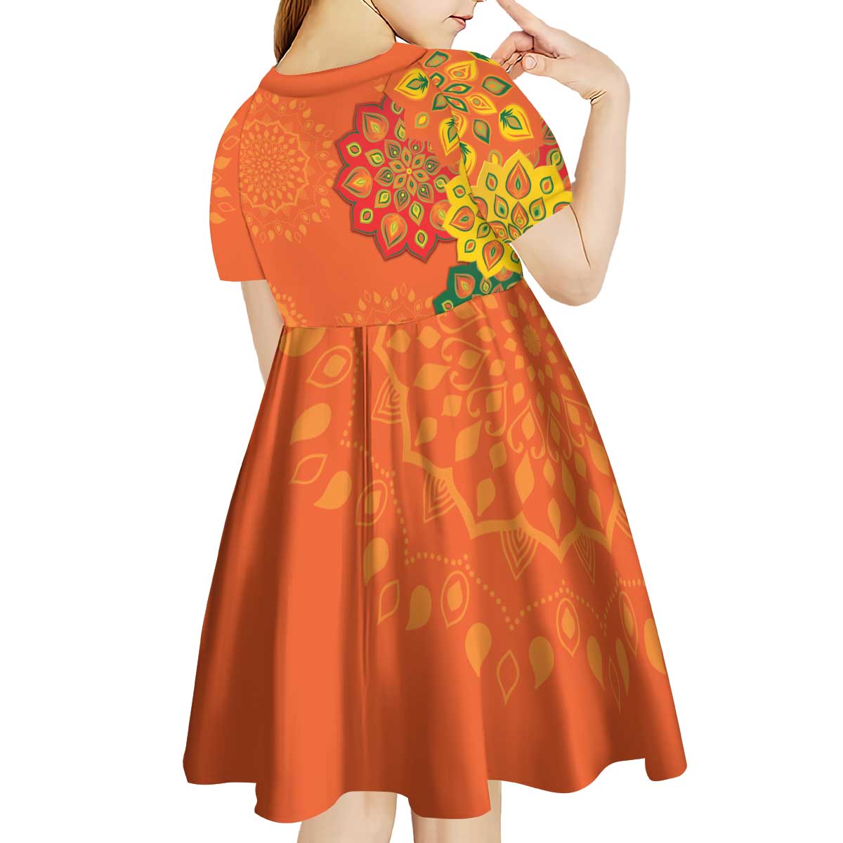 Happy Diwali India Kid Short Sleeve Dress With Rangoli Patterns - Wonder Print Shop