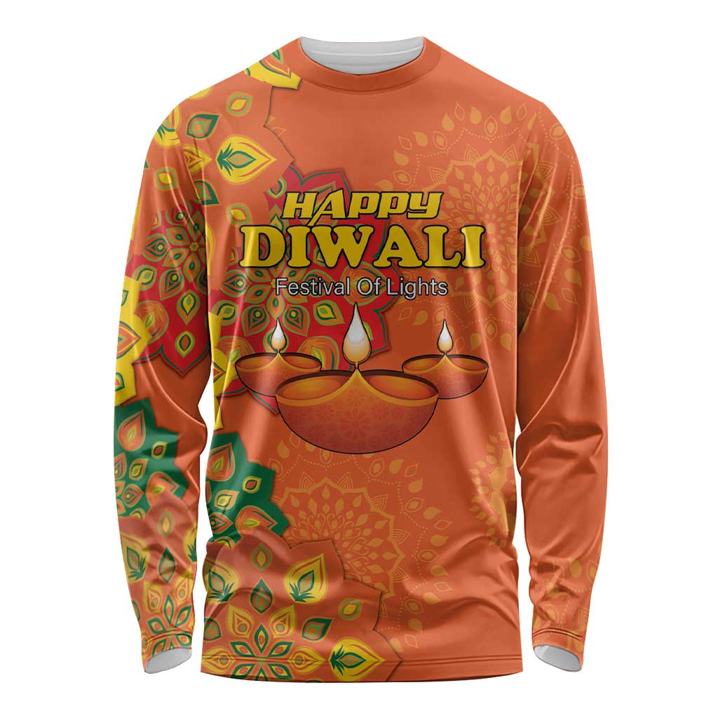 Happy Diwali India Long Sleeve Shirt With Rangoli Patterns - Wonder Print Shop