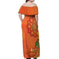 Happy Diwali India Off Shoulder Maxi Dress With Rangoli Patterns - Wonder Print Shop