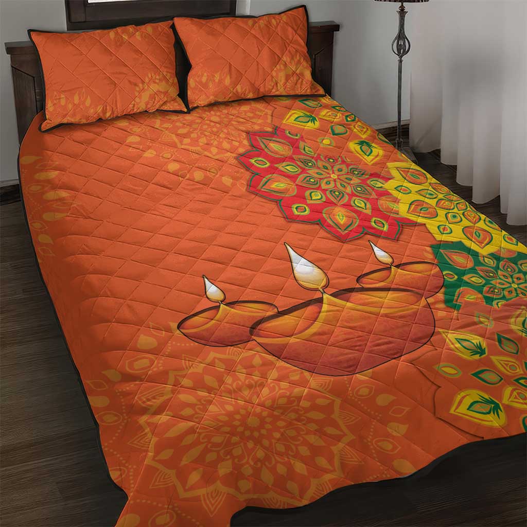 Happy Diwali India Quilt Bed Set With Rangoli Patterns - Wonder Print Shop
