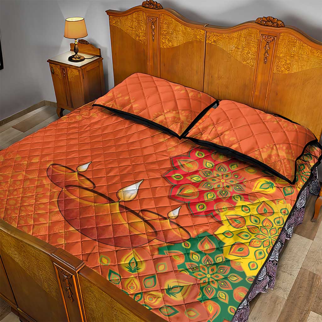 Happy Diwali India Quilt Bed Set With Rangoli Patterns - Wonder Print Shop