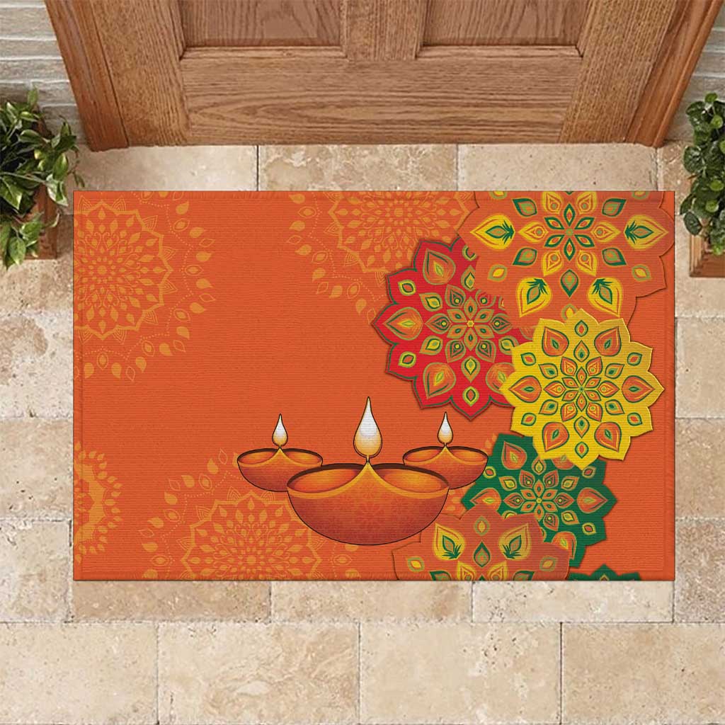 Happy Diwali India Rubber Doormat With Rangoli Patterns - Wonder Print Shop