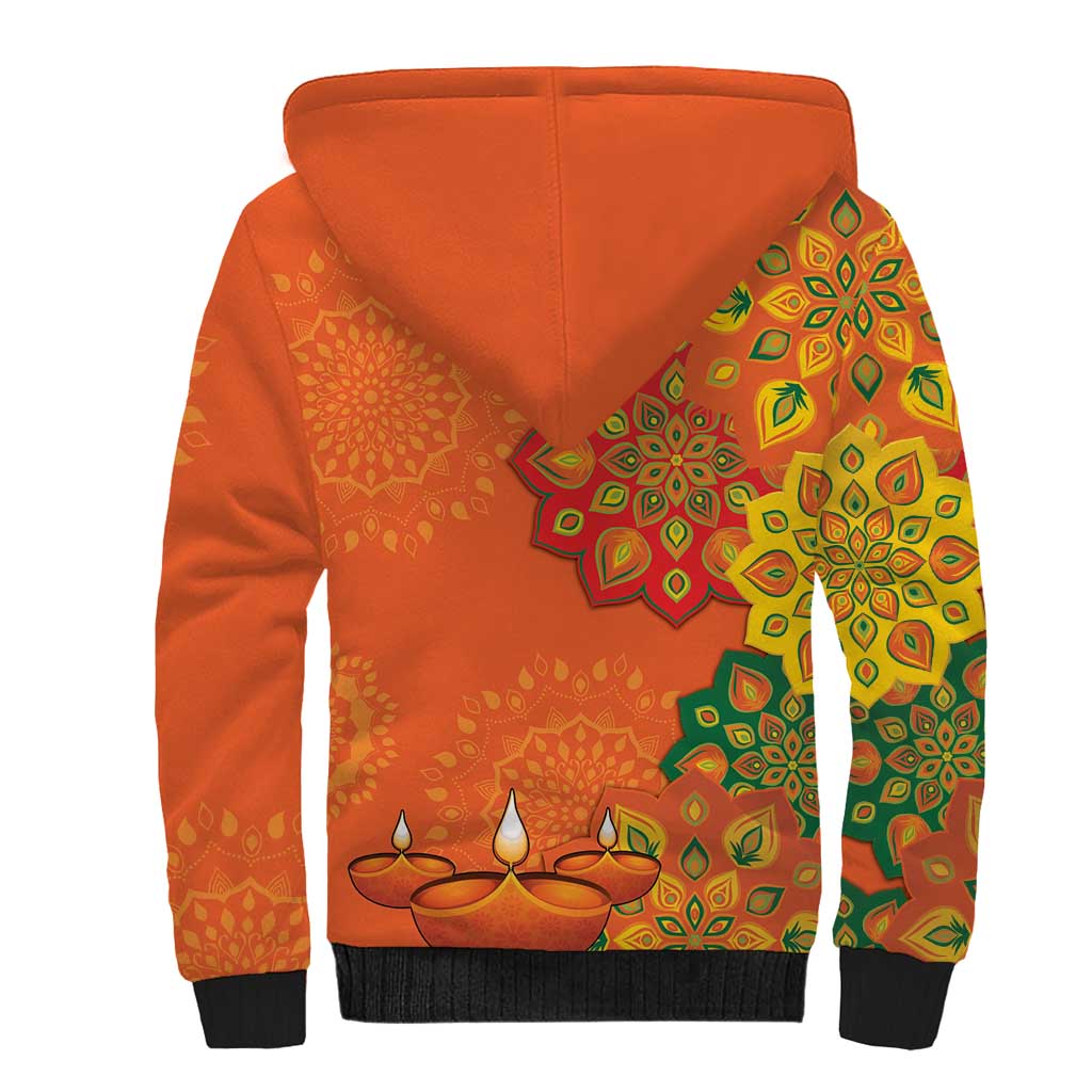 Happy Diwali India Sherpa Hoodie With Rangoli Patterns - Wonder Print Shop
