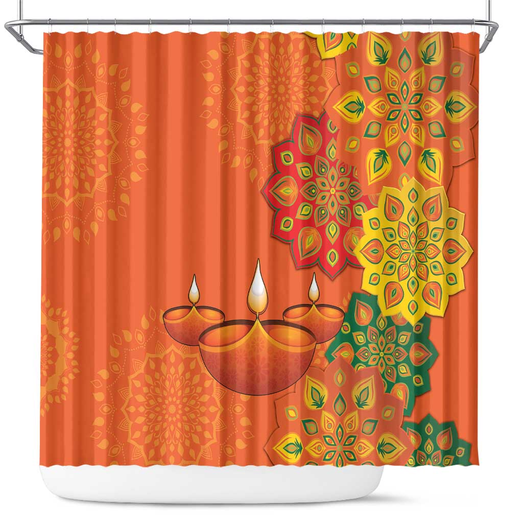 Happy Diwali India Shower Curtain With Rangoli Patterns
