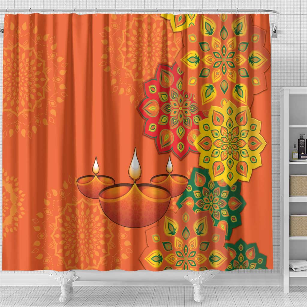 Happy Diwali India Shower Curtain With Rangoli Patterns