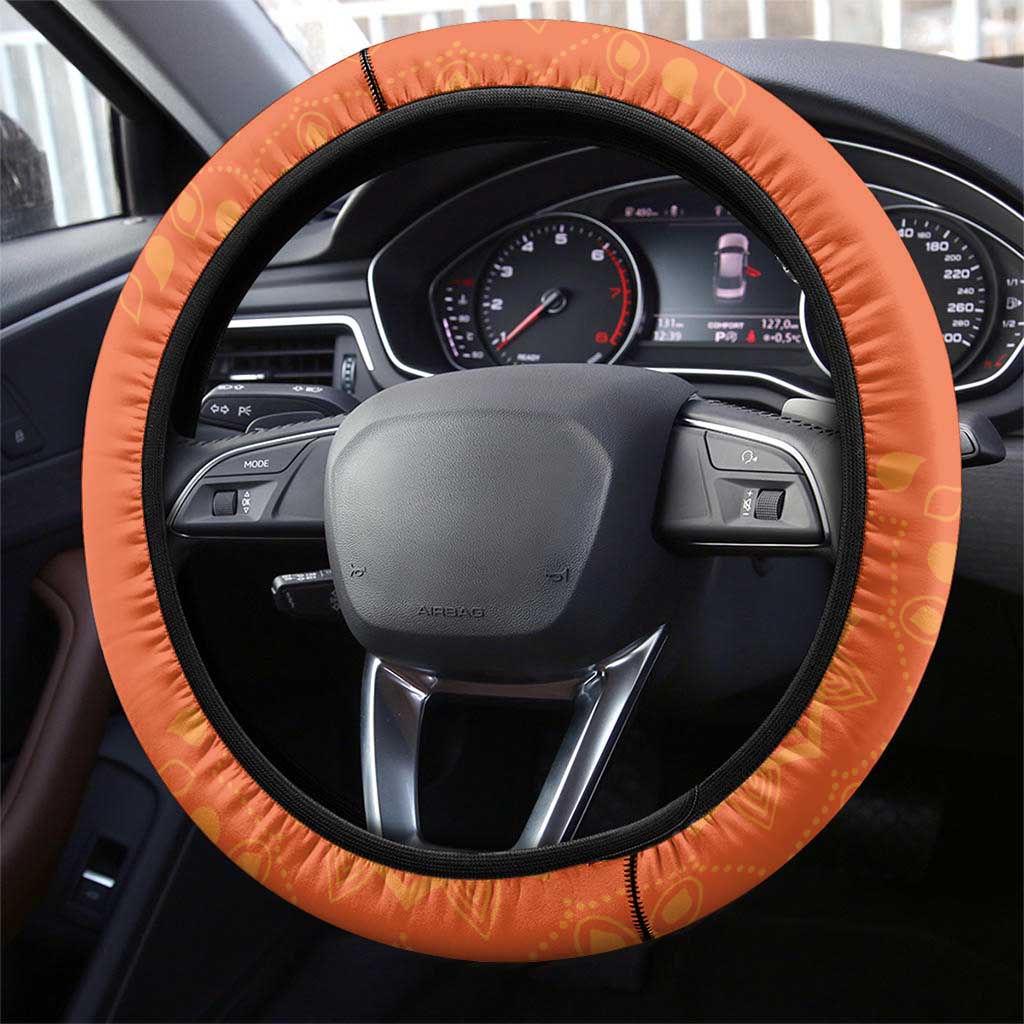 Happy Diwali India Steering Wheel Cover With Rangoli Patterns - Wonder Print Shop