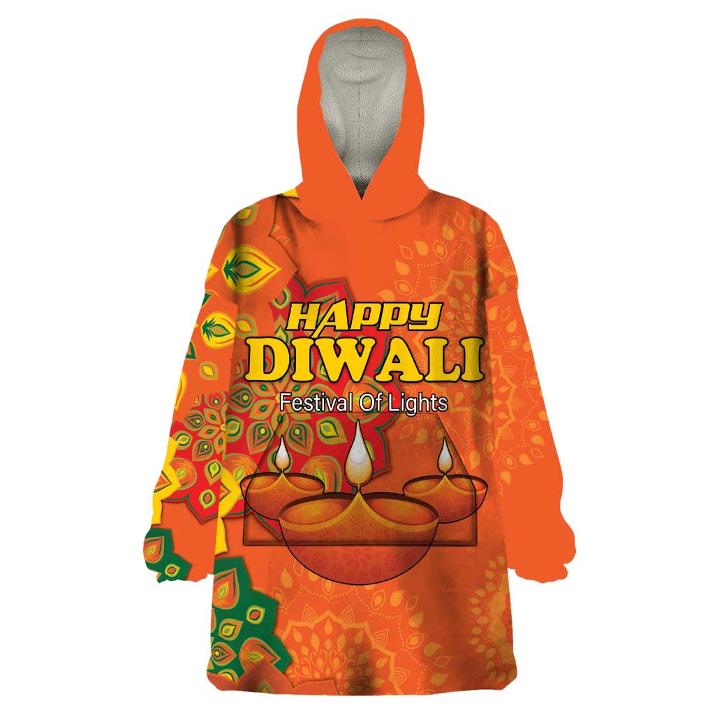 Happy Diwali India Wearable Blanket Hoodie With Rangoli Patterns - Wonder Print Shop