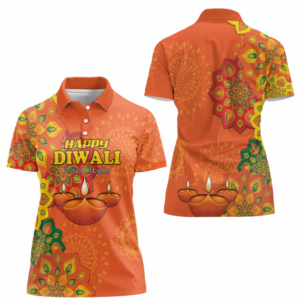 Happy Diwali India Women Polo Shirt With Rangoli Patterns - Wonder Print Shop
