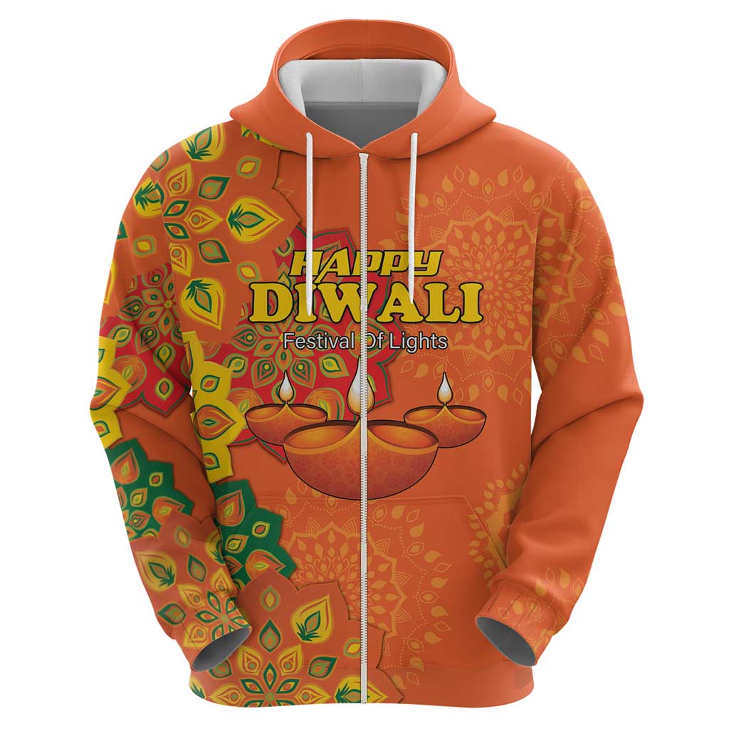 Happy Diwali India Zip Hoodie With Rangoli Patterns - Wonder Print Shop