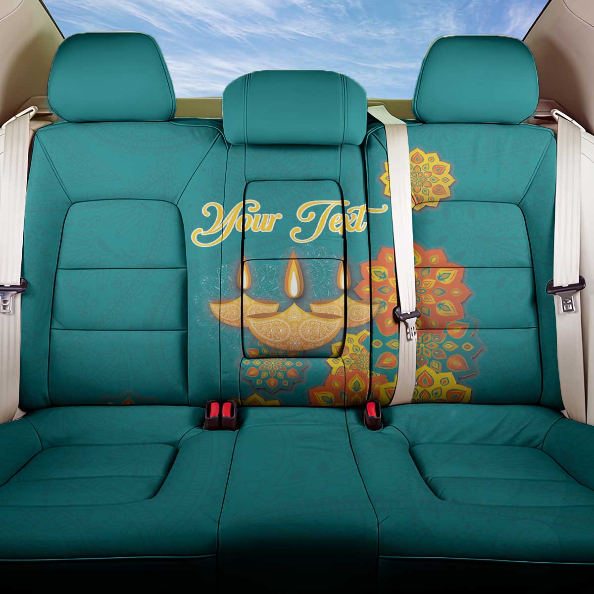 Personalized India Diwali Back Car Seat Cover Festival Of Light With Diya - Wonder Print Shop