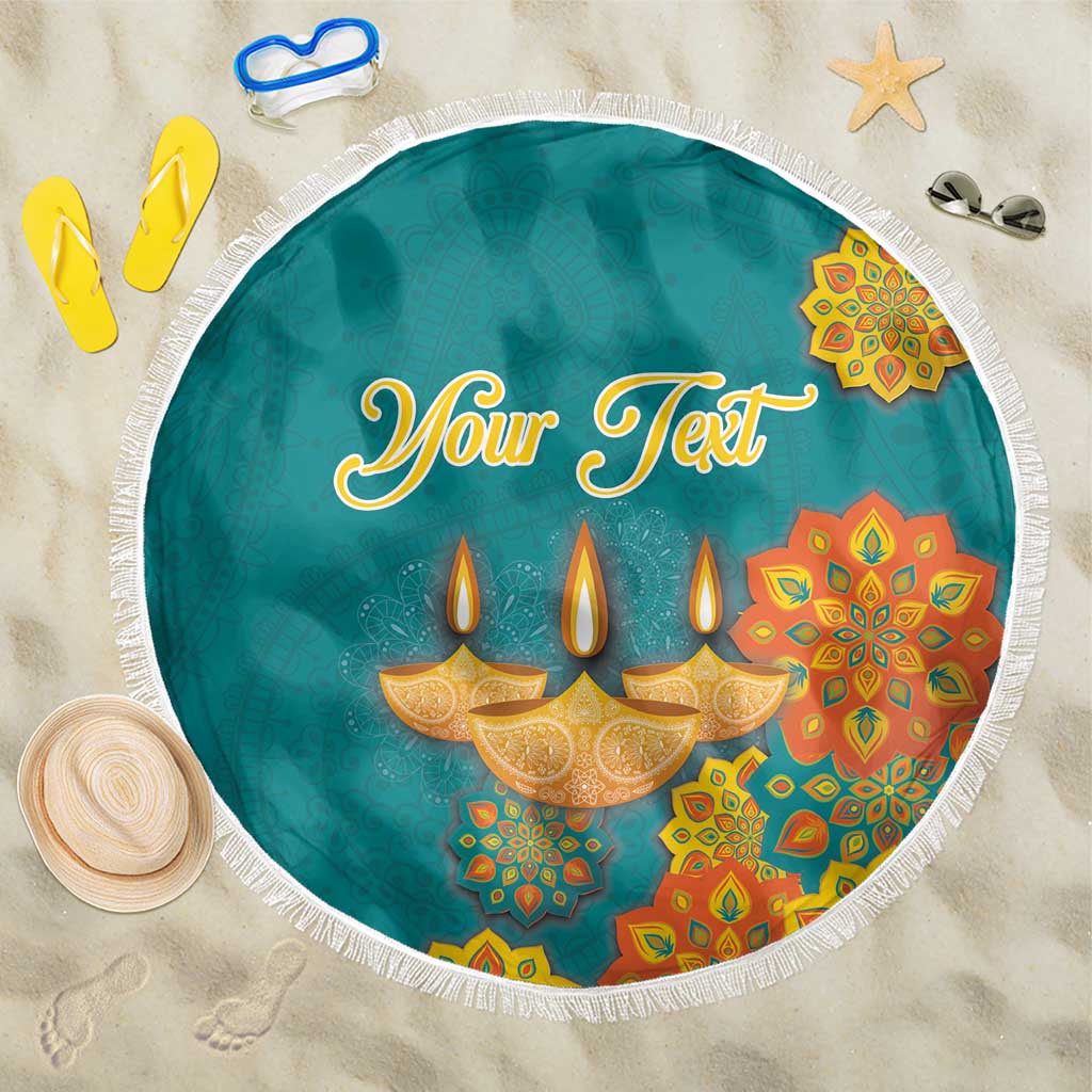 Personalized India Diwali Beach Blanket Festival Of Light With Diya - Wonder Print Shop