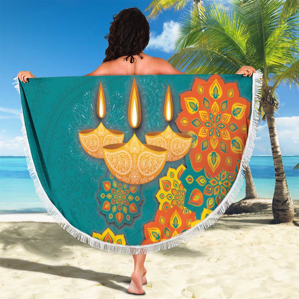 Personalized India Diwali Beach Blanket Festival Of Light With Diya - Wonder Print Shop