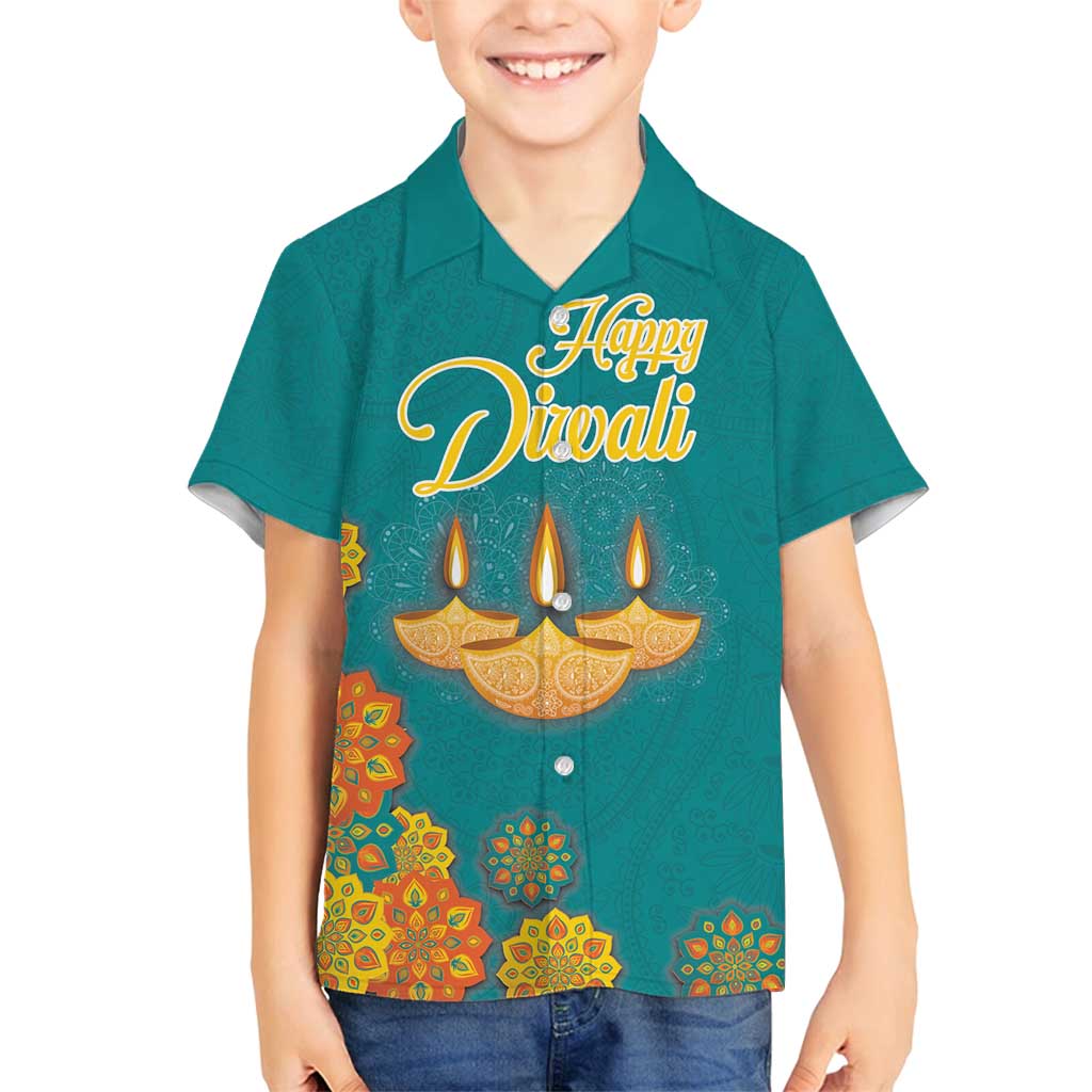 Personalized India Diwali Family Matching Tank Maxi Dress and Hawaiian Shirt Festival Of Light With Diya - Wonder Print Shop
