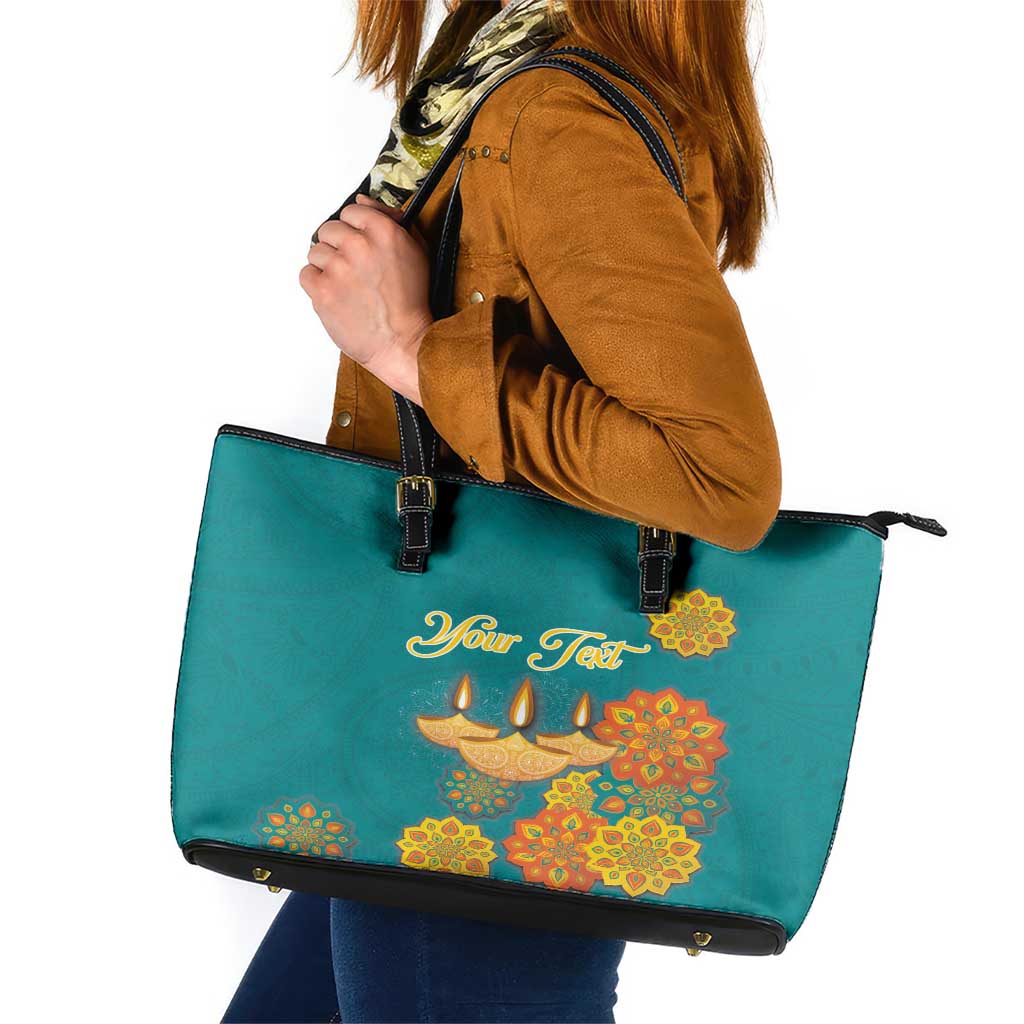 Personalized India Diwali Leather Tote Bag Festival Of Light With Diya - Wonder Print Shop