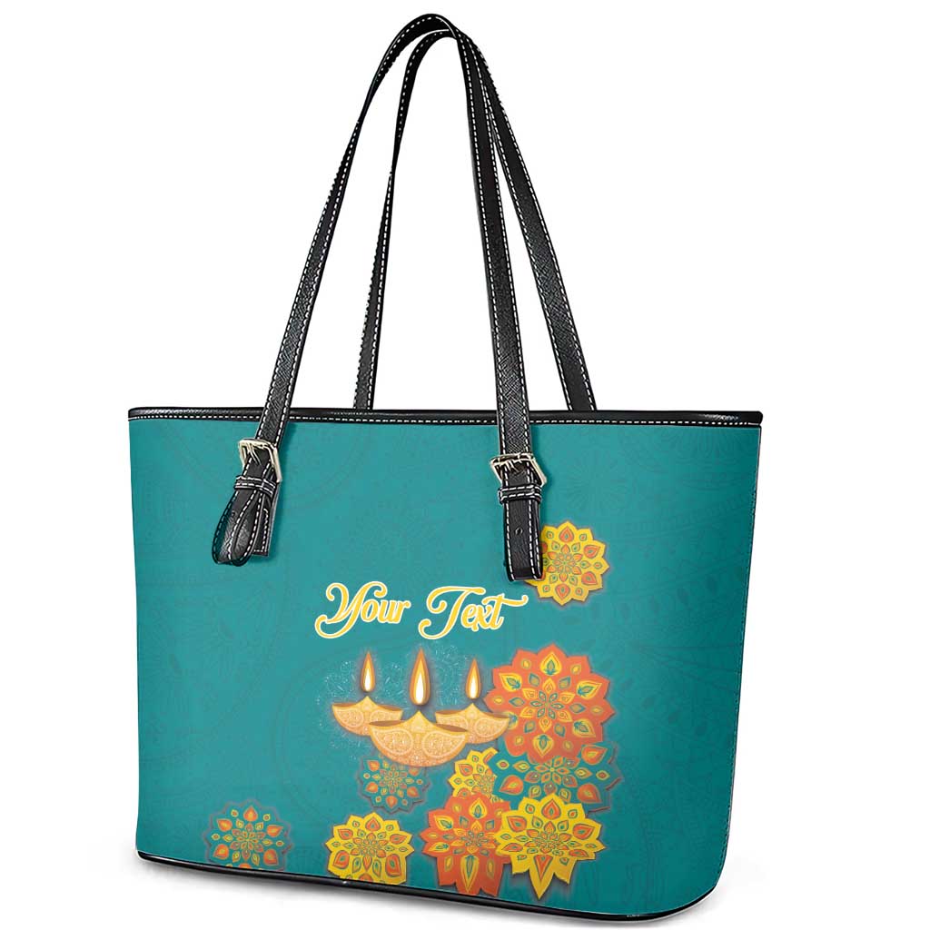 Personalized India Diwali Leather Tote Bag Festival Of Light With Diya - Wonder Print Shop