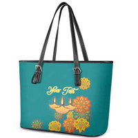 Personalized India Diwali Leather Tote Bag Festival Of Light With Diya - Wonder Print Shop
