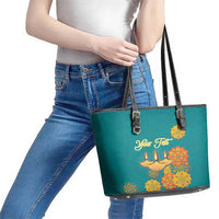 Personalized India Diwali Leather Tote Bag Festival Of Light With Diya - Wonder Print Shop