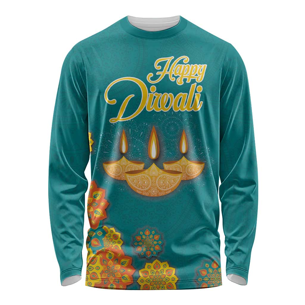 Personalized India Diwali Long Sleeve Shirt Festival Of Light With Diya - Wonder Print Shop