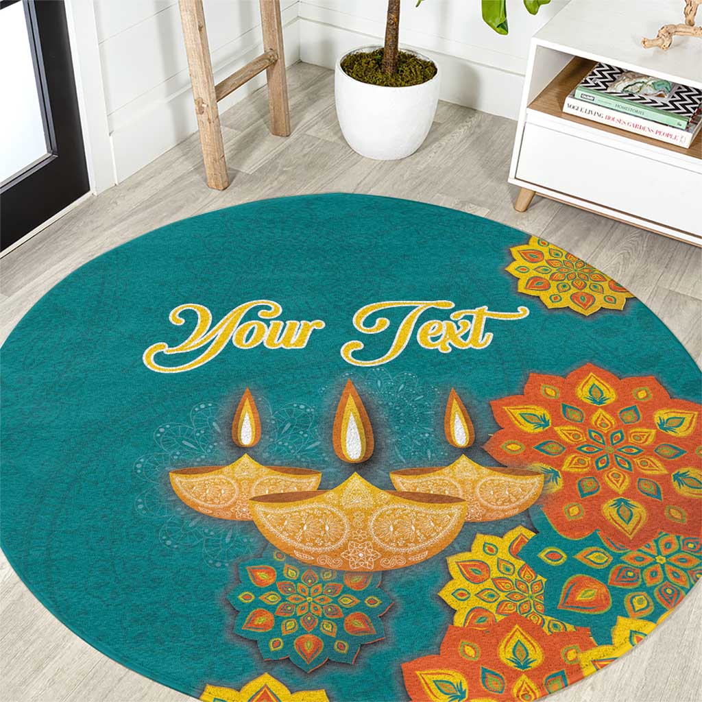 Personalized India Diwali Round Carpet Festival Of Light With Diya