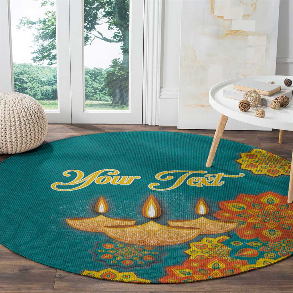 Personalized India Diwali Round Carpet Festival Of Light With Diya
