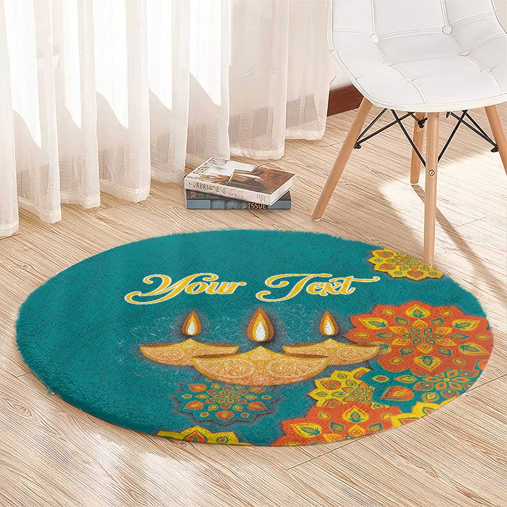 Personalized India Diwali Round Carpet Festival Of Light With Diya