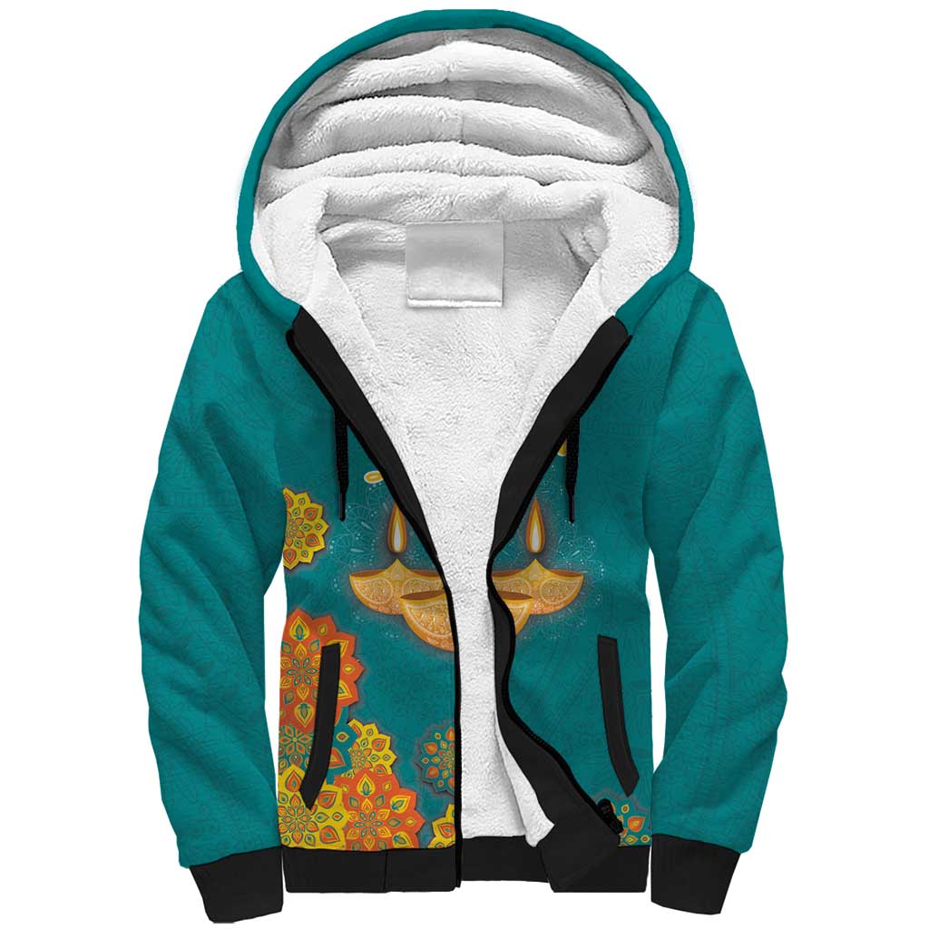 Personalized India Diwali Sherpa Hoodie Festival Of Light With Diya - Wonder Print Shop