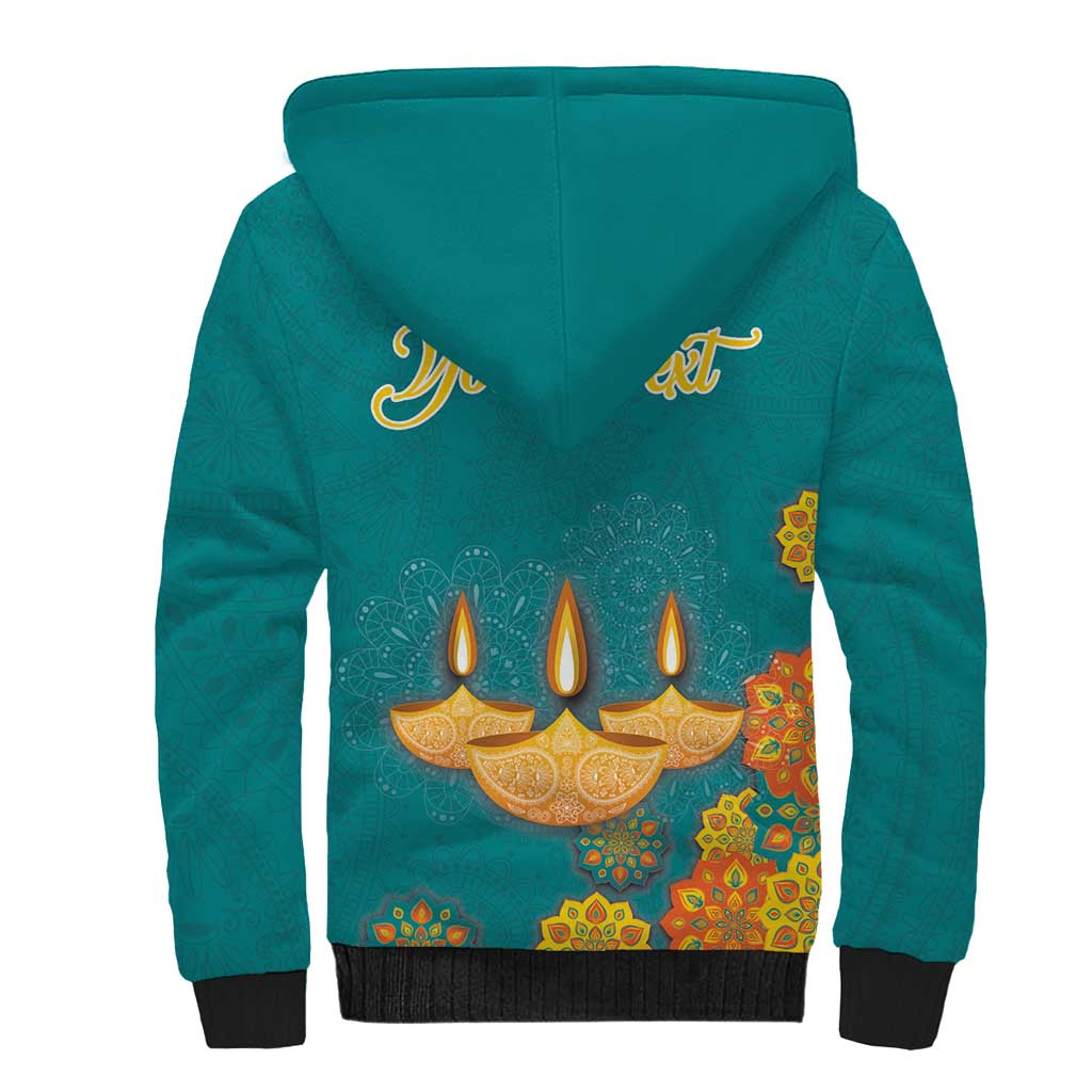 Personalized India Diwali Sherpa Hoodie Festival Of Light With Diya - Wonder Print Shop