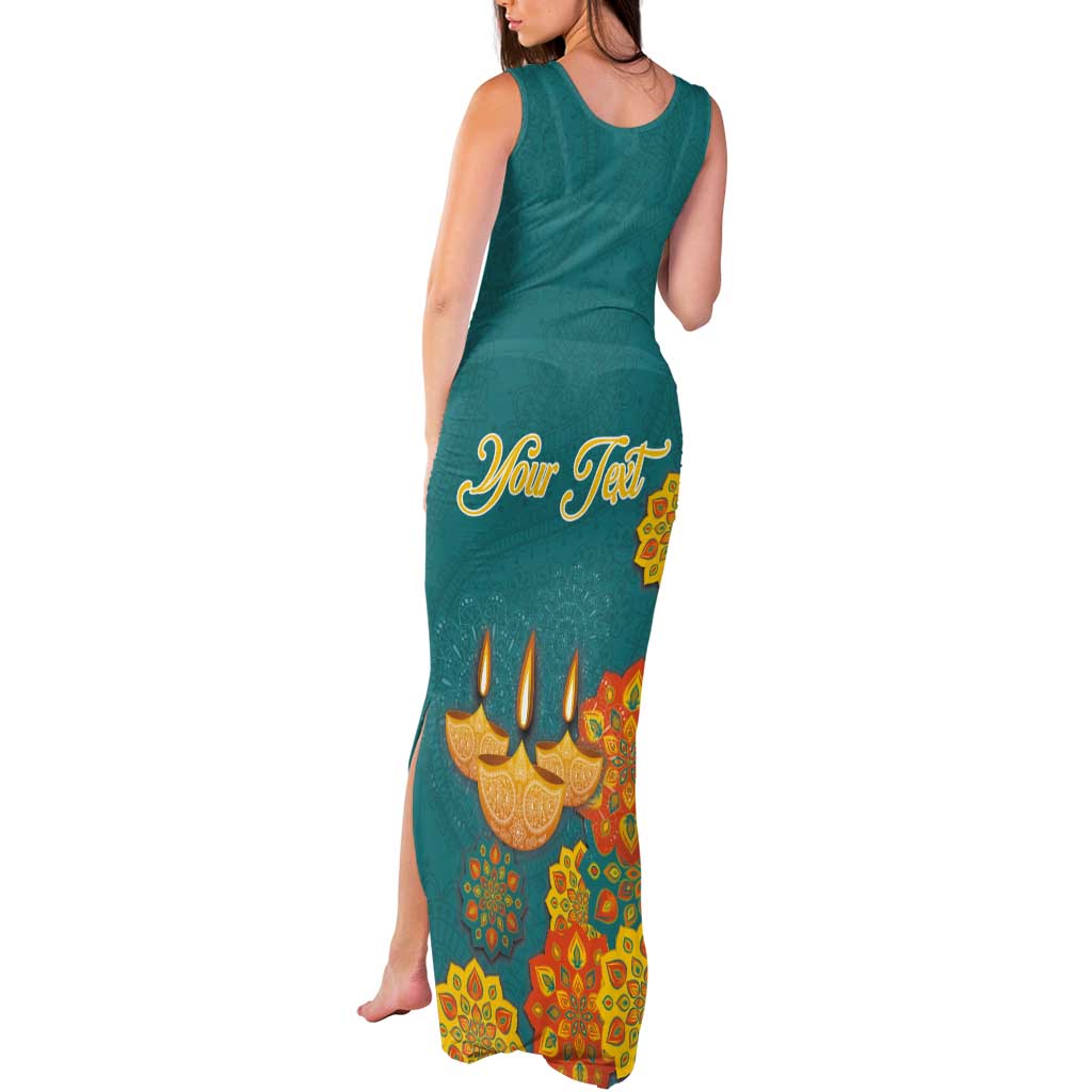 Personalized India Diwali Tank Maxi Dress Festival Of Light With Diya - Wonder Print Shop