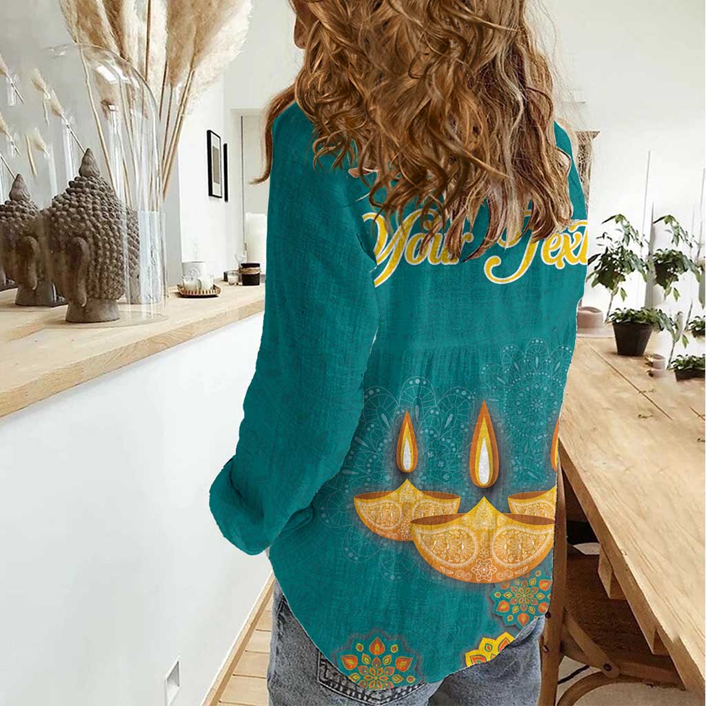 Personalized India Diwali Women Casual Shirt Festival Of Light With Diya - Wonder Print Shop