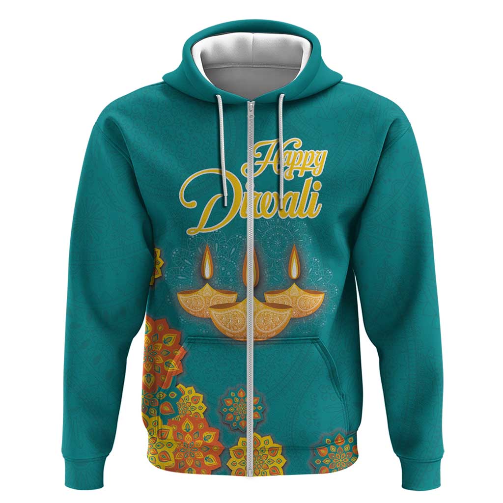 Personalized India Diwali Zip Hoodie Festival Of Light With Diya - Wonder Print Shop