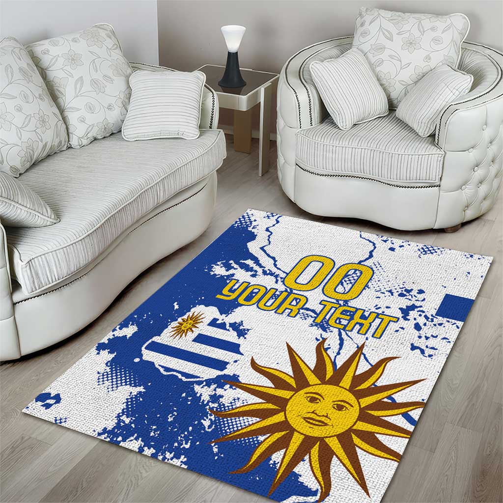 Custom Uruguay Independence Day Area Rug Sol de Mayo With Grunge Urban - Wonder Print Shop