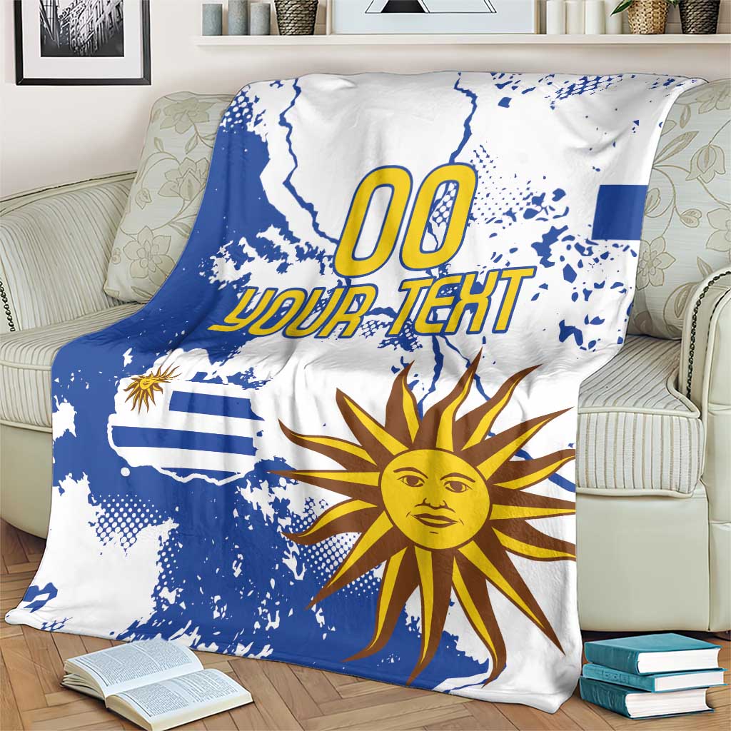 Custom Uruguay Independence Day Blanket Sol de Mayo With Grunge Urban