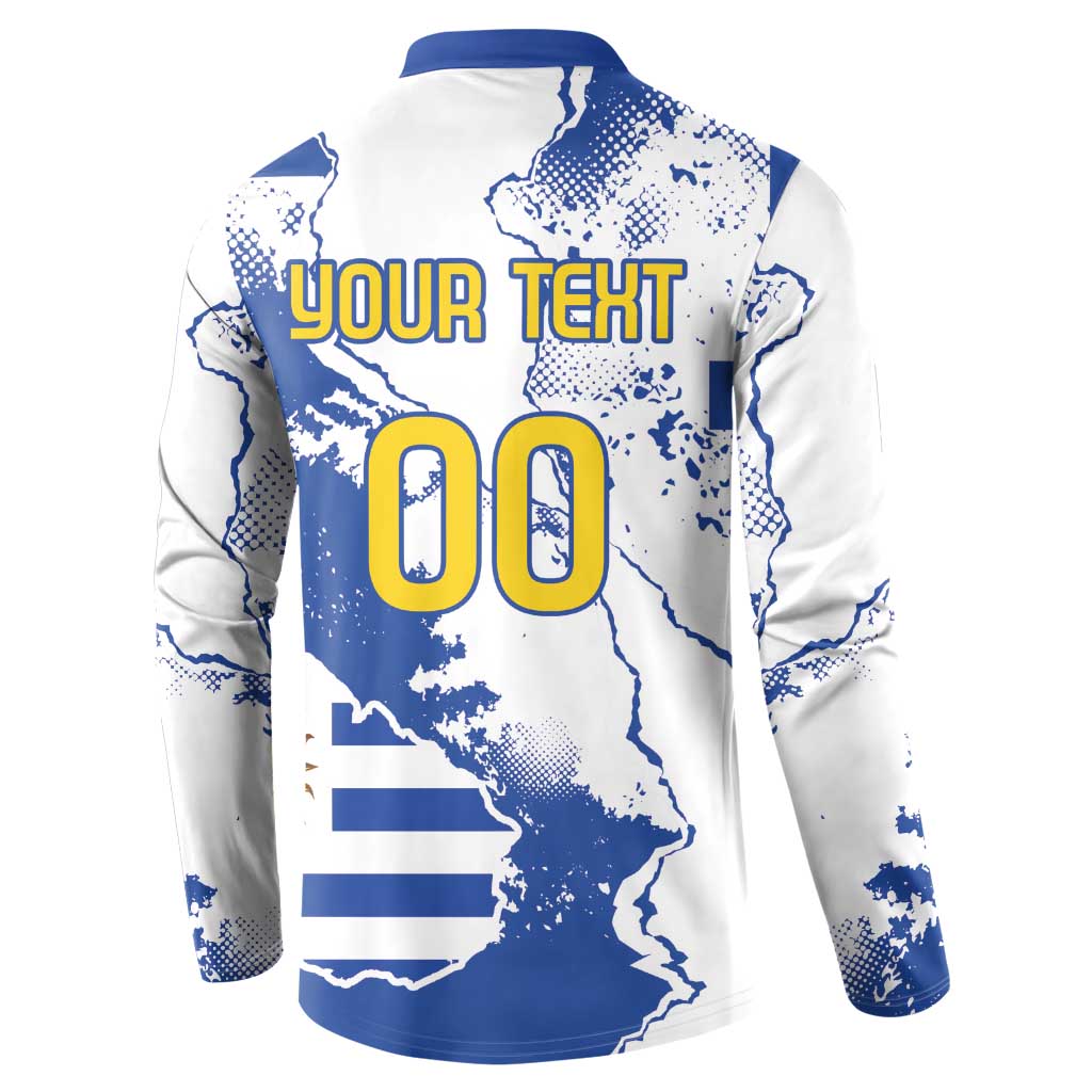 Custom Uruguay Independence Day Button Sweatshirt Sol de Mayo With Grunge Urban - Wonder Print Shop