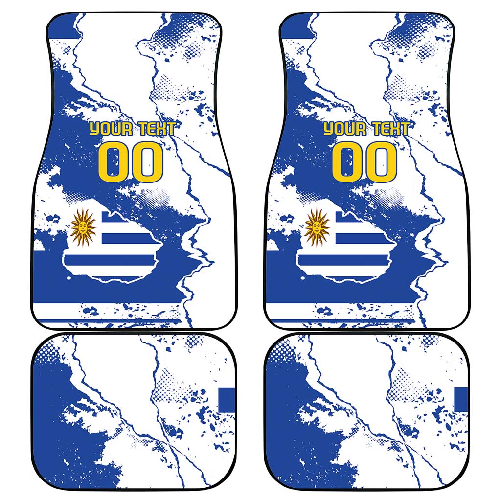 Custom Uruguay Independence Day Car Mats Sol de Mayo With Grunge Urban - Wonder Print Shop