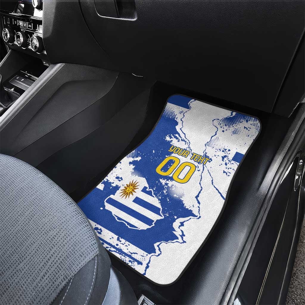 Custom Uruguay Independence Day Car Mats Sol de Mayo With Grunge Urban - Wonder Print Shop