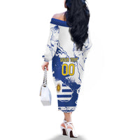 Custom Uruguay Independence Day Family Matching Off The Shoulder Long Sleeve Dress and Hawaiian Shirt Sol de Mayo With Grunge Urban - Wonder Print Shop