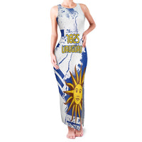 Custom Uruguay Independence Day Family Matching Tank Maxi Dress and Hawaiian Shirt Sol de Mayo With Grunge Urban - Wonder Print Shop