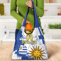 Custom Uruguay Independence Day Grocery Bag Sol de Mayo With Grunge Urban