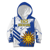 Custom Uruguay Independence Day Kid Hoodie Sol de Mayo With Grunge Urban - Wonder Print Shop