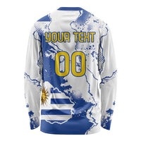 Custom Uruguay Independence Day Long Sleeve Shirt Sol de Mayo With Grunge Urban - Wonder Print Shop