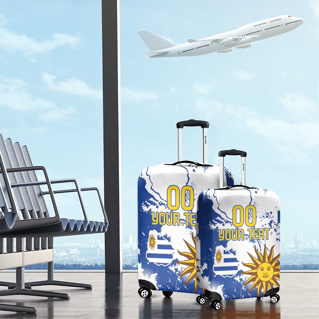 Custom Uruguay Independence Day Luggage Cover Sol de Mayo With Grunge Urban - Wonder Print Shop