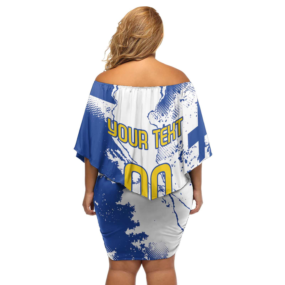 Custom Uruguay Independence Day Off Shoulder Short Dress Sol de Mayo With Grunge Urban - Wonder Print Shop