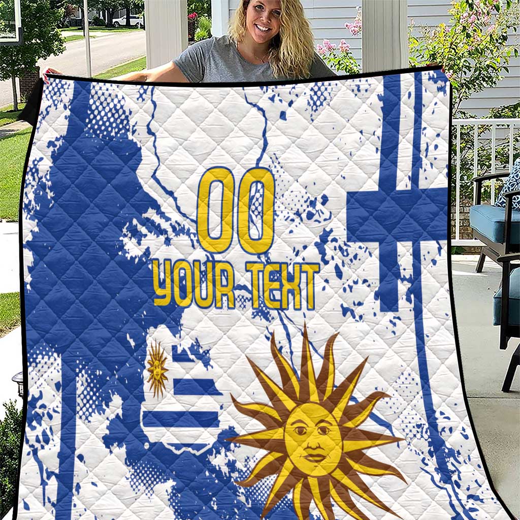 Custom Uruguay Independence Day Quilt Sol de Mayo With Grunge Urban - Wonder Print Shop