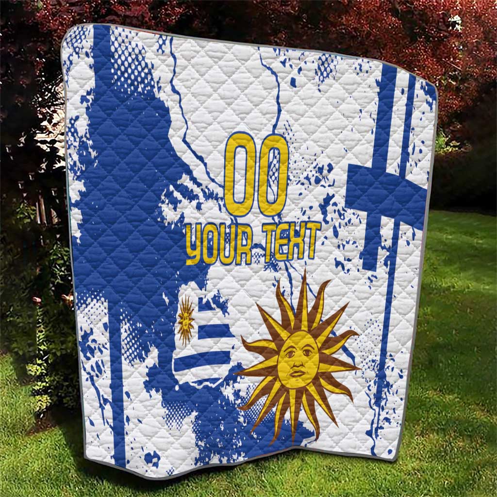 Custom Uruguay Independence Day Quilt Sol de Mayo With Grunge Urban - Wonder Print Shop